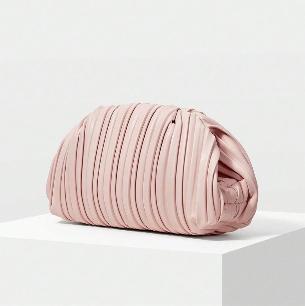 Elegant Pleated Pink Clutch - Picture 2 of 4